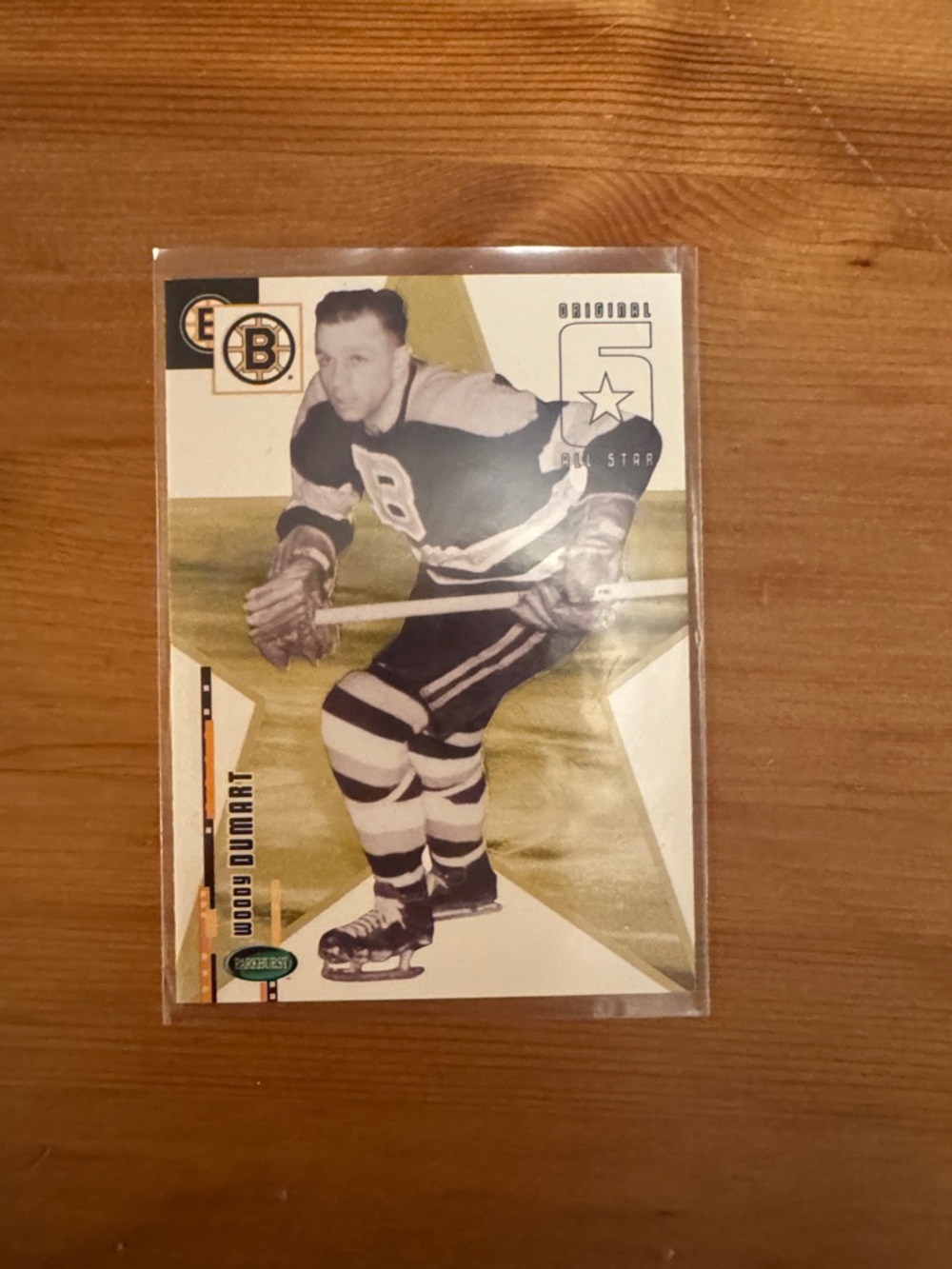 Vintage Boston Bruins Hockey Card - Black & White with Gold Accent